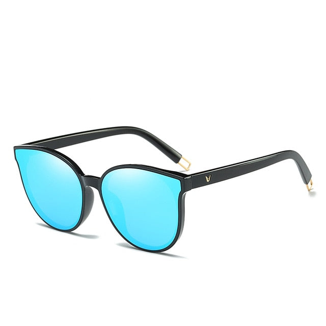 2023 Mirror Flat Top Cat Eye Elegant Sunglasses Woman Oculos De Sol Men Twin Beam Oversized Sun Glasses UV400