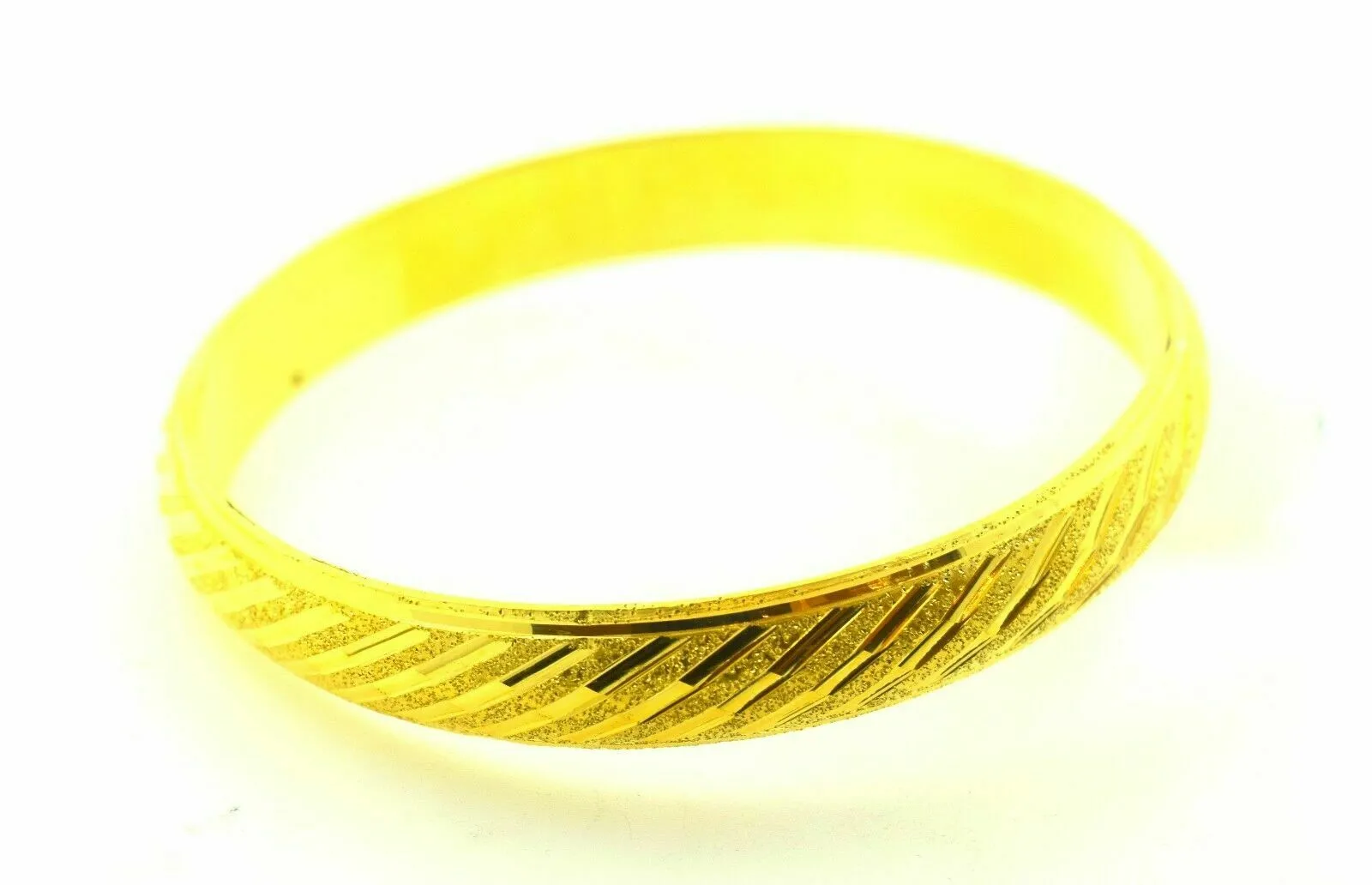 22k Solid Gold ELEGANT WOMEN BANGLE BRACELET Size 2.5 inch B309 MODERN DESIGN