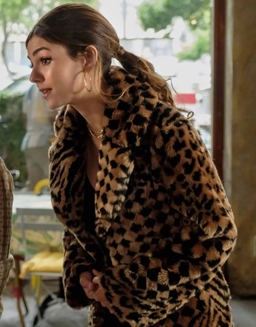 Afterlife Of The Party 2021 Victoria Justice Coat | Cassie Leopard Coat