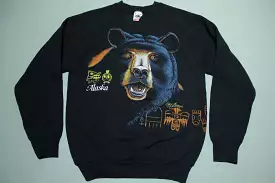 Alaska Grizzly Bear Nature Vintage Cliff Bonamie Tribal Artwork 90's Crewneck Sweatshirt