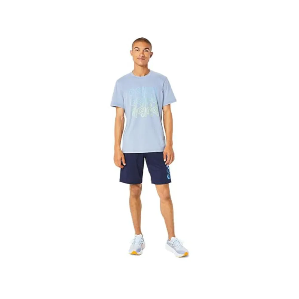 ASICS Men's Hex Graphic Cotton Blend Short Sleeve Top (Light Navy)