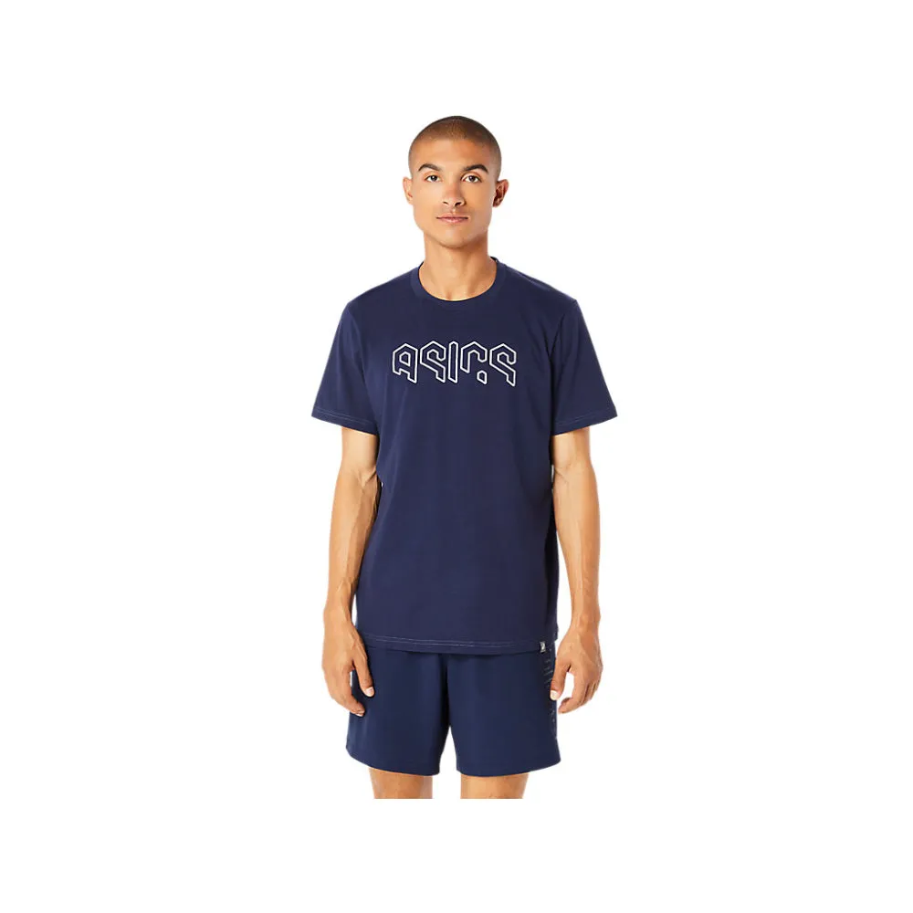 ASICS Men's Hex Graphic Cotton Blend Short Sleeve Top (Midnight)