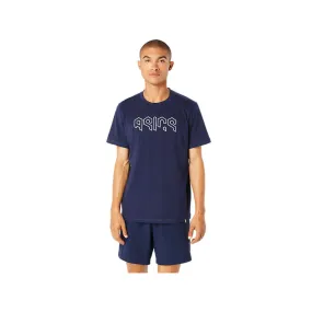 ASICS Men's Hex Graphic Cotton Blend Short Sleeve Top (Midnight)