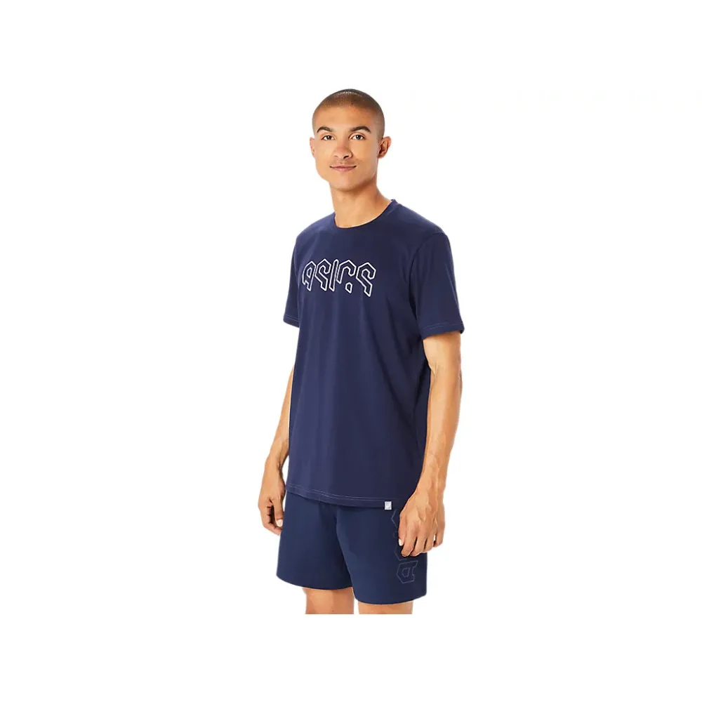 ASICS Men's Hex Graphic Cotton Blend Short Sleeve Top (Midnight)