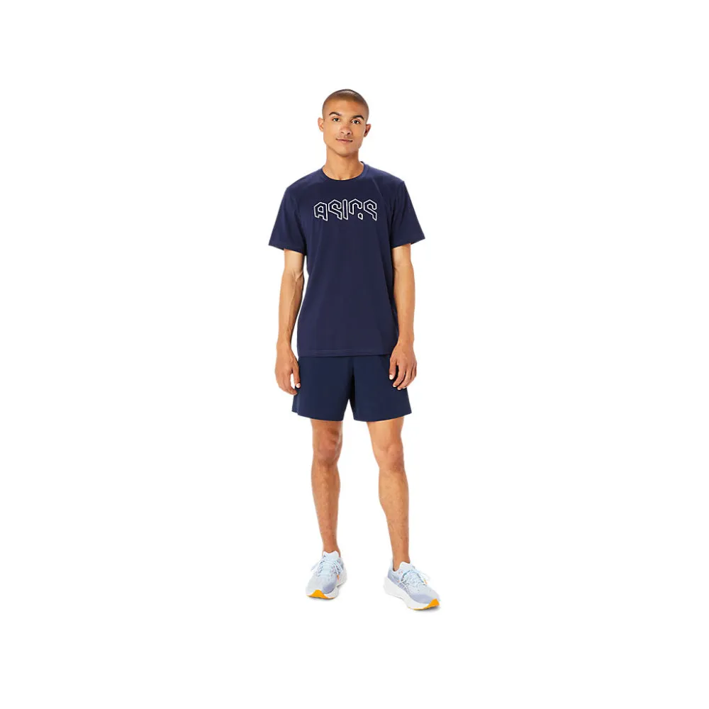 ASICS Men's Hex Graphic Cotton Blend Short Sleeve Top (Midnight)