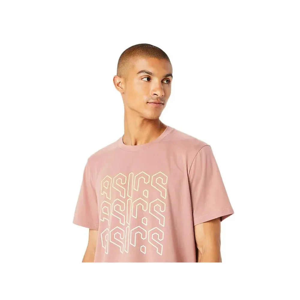 ASICS Men's Hex Graphic Cotton Blend Short Sleeve Top (Umeboshi)