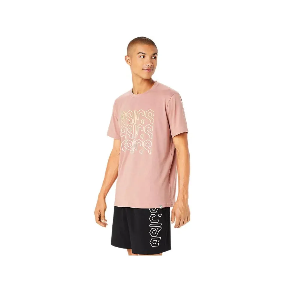 ASICS Men's Hex Graphic Cotton Blend Short Sleeve Top (Umeboshi)