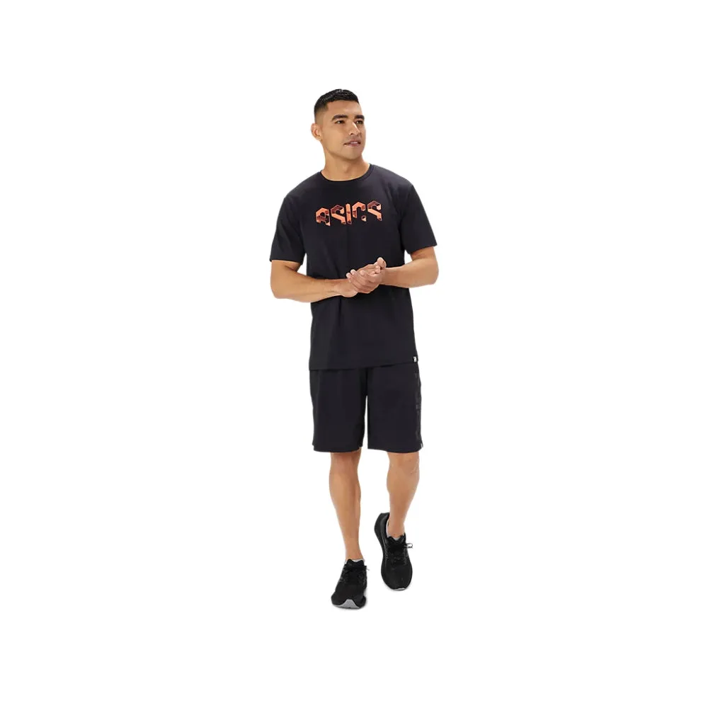 ASICS Men's Hex Graphic Dry Short Sleeve Top (Performance Black/Flash Coral)