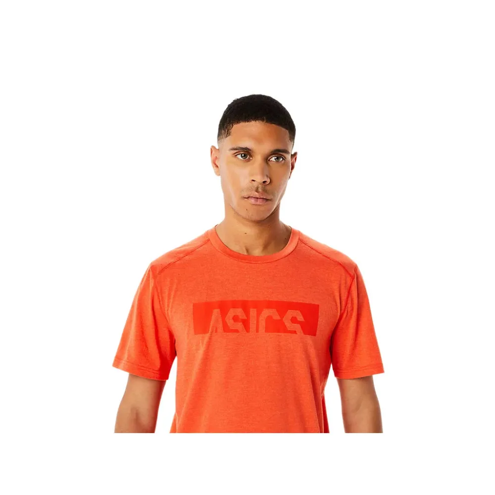 ASICS Men's Print Short Sleeve Top (Cherry Tomato Heather)