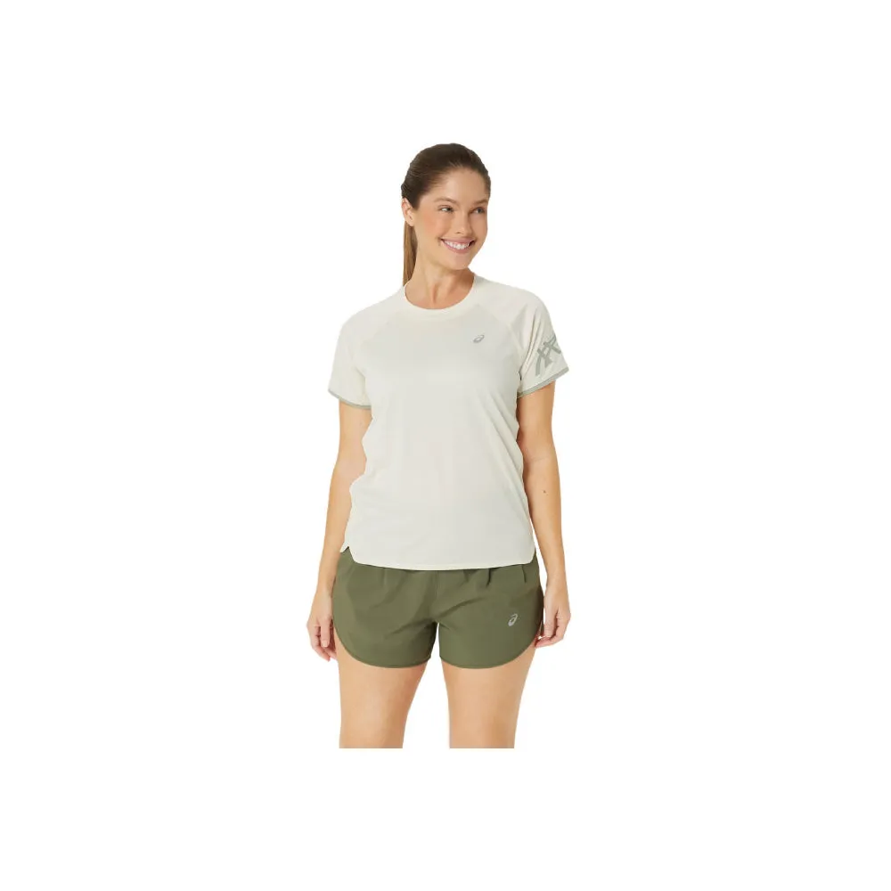 ASICS Women's Icon Short Sleeve Top (Birch/Olive Grey)