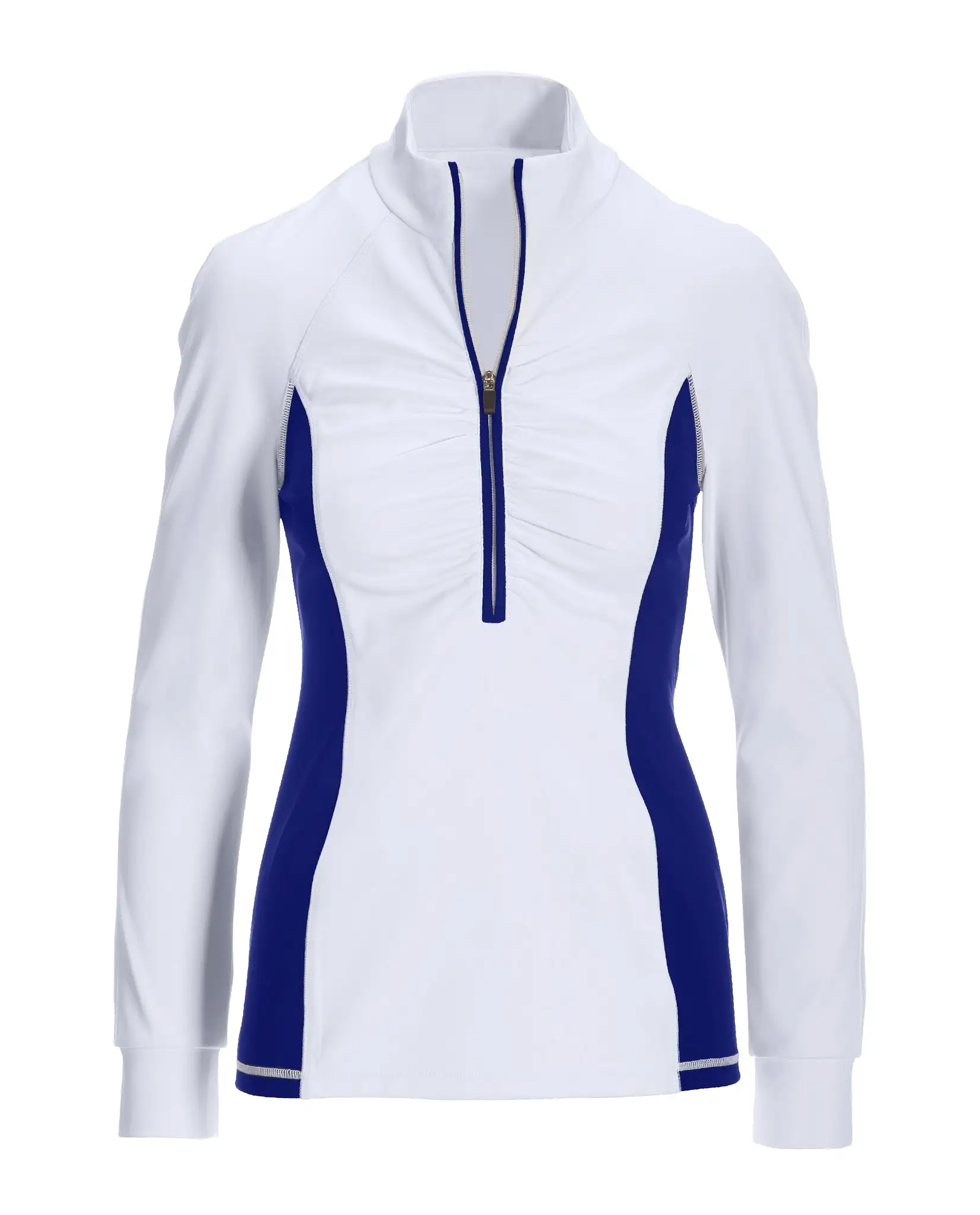 B Active Half Zip Ruched Long Sleeve Top White/Blue