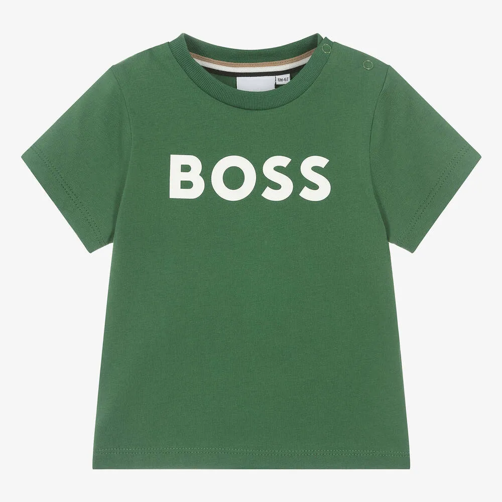 Baby Boys Green Cotton T-Shirt