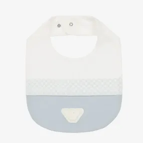 Baby Boys Ivory & Pale Blue Cotton Bib