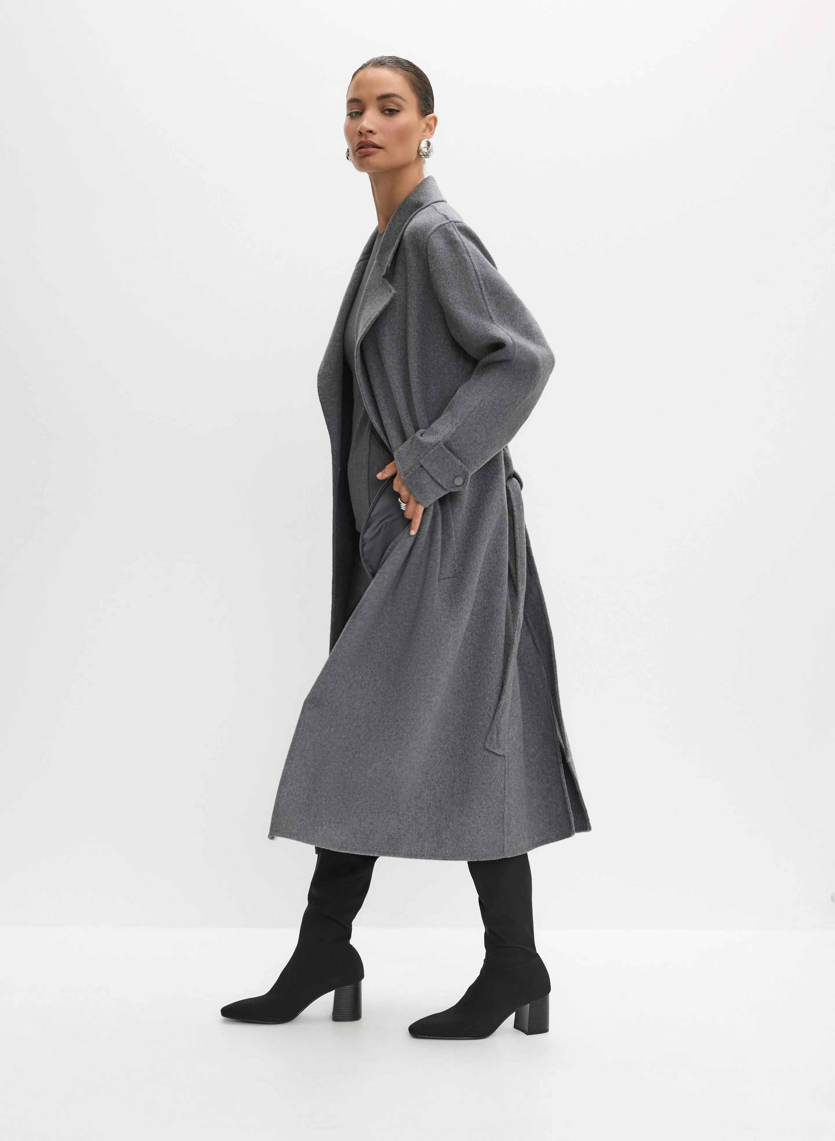 Belted Wool-Blend Coat