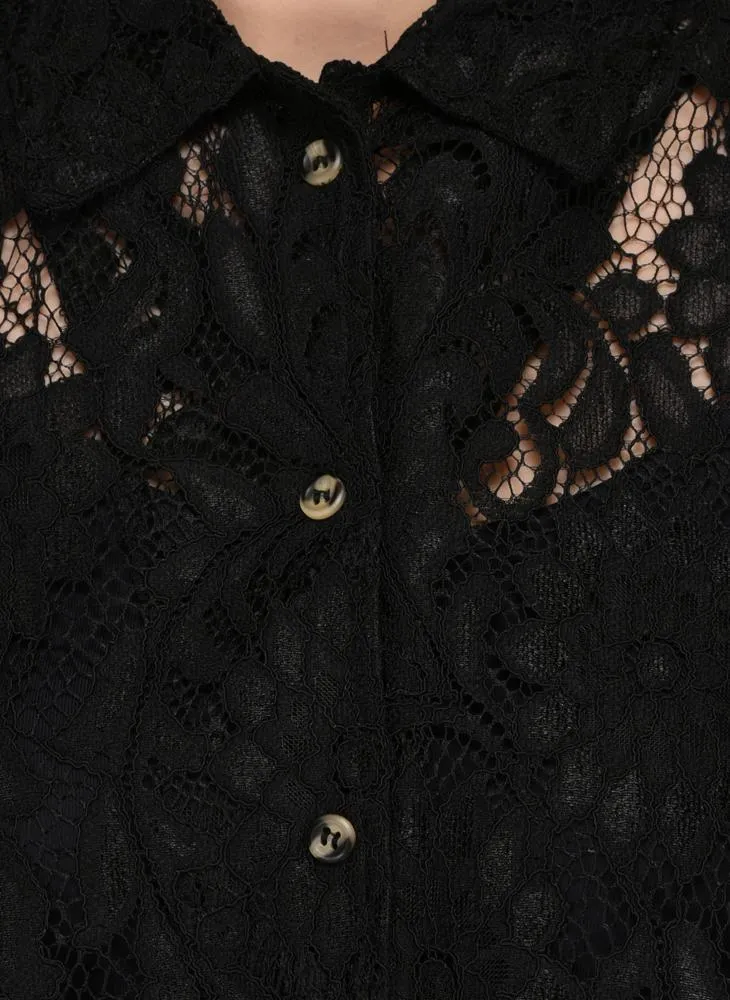 Black Lace Half Sleeve Shirt