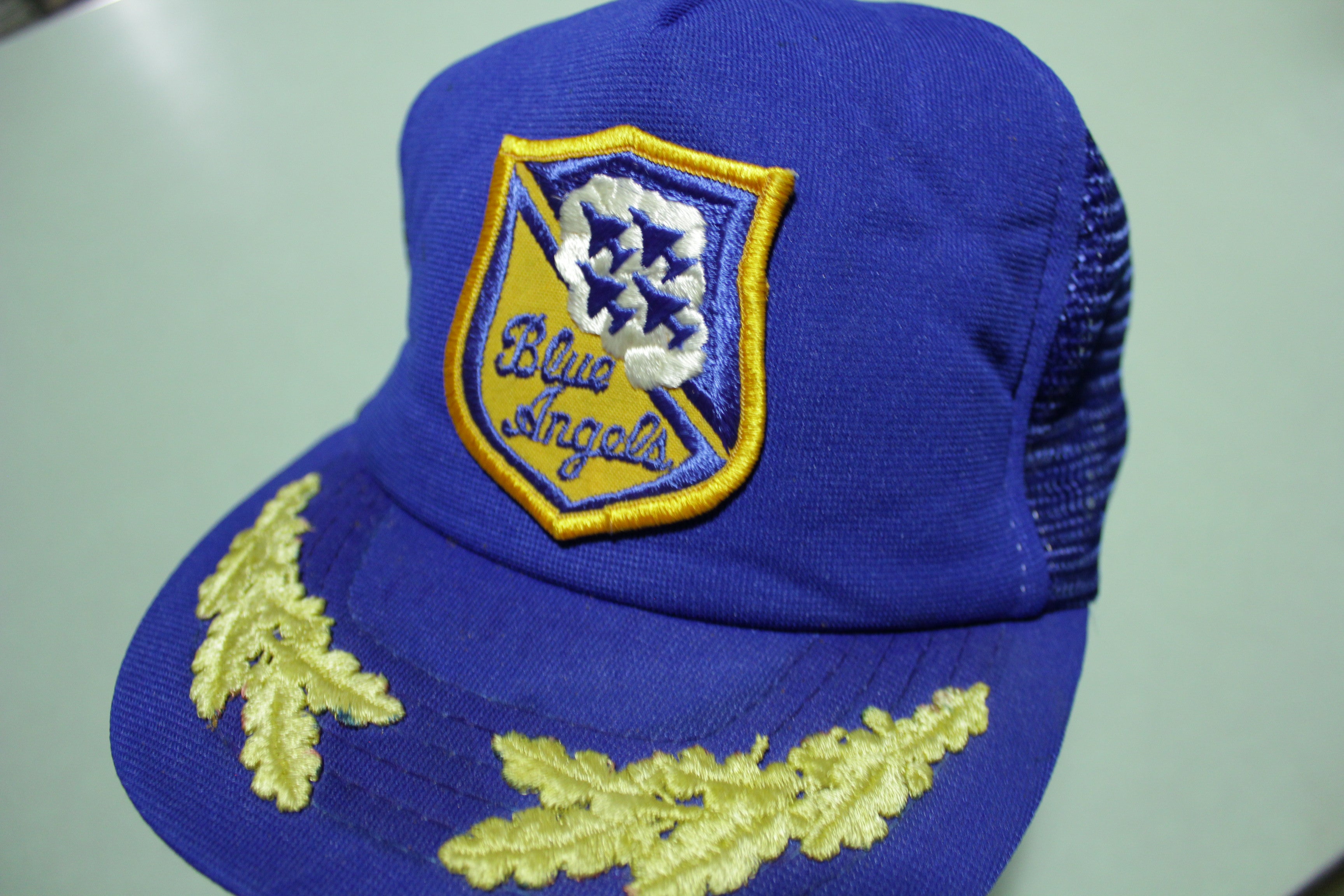 Blue Angels Jet Gold Leaf Sonic Boom Vintage 80's Adjustable Snap Back Trucker Hat