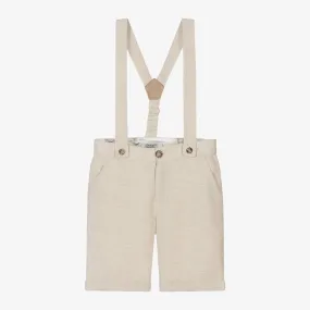 Boys Beige Cotton & Linen Shorts