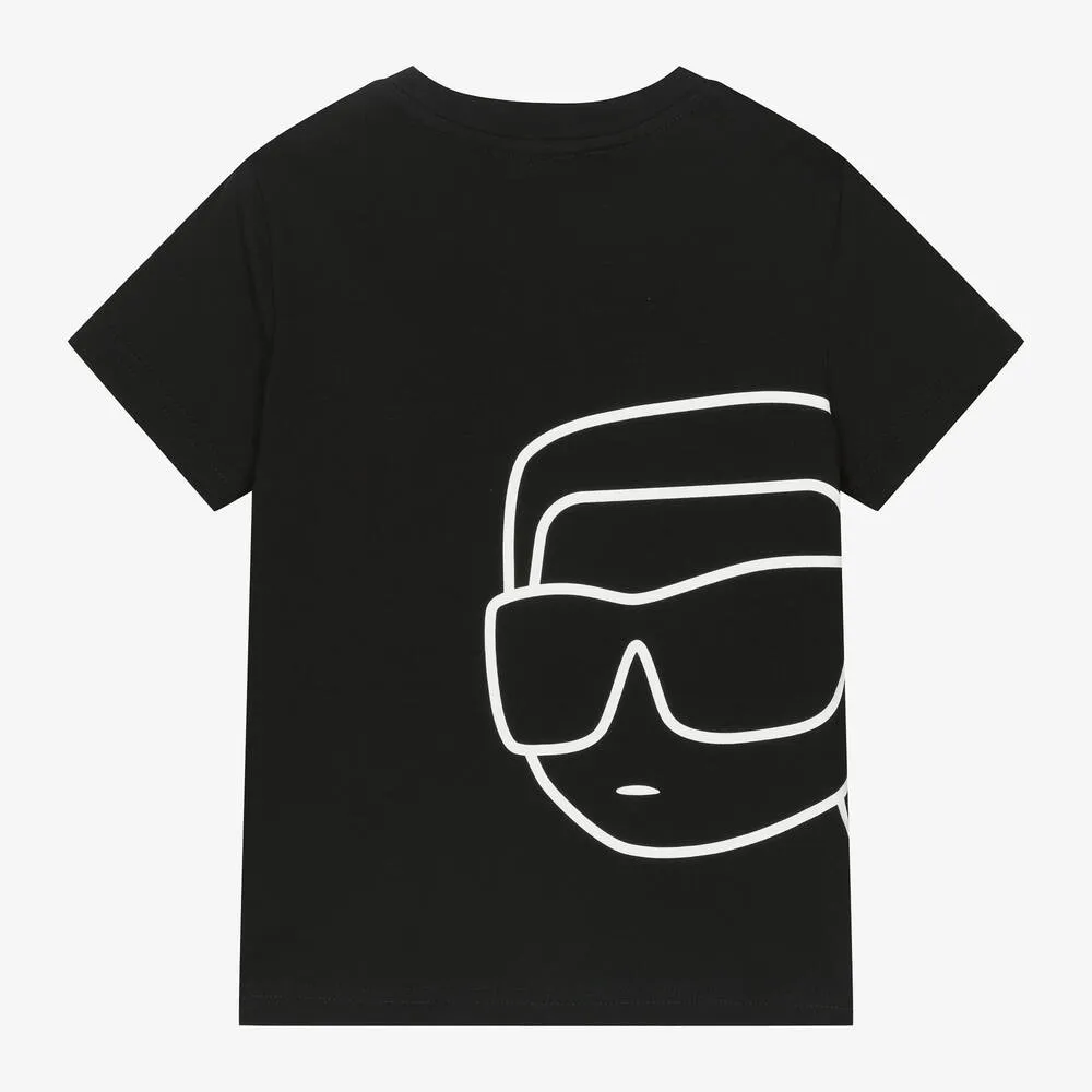 Boys Black Cotton Karl Ikonik T-Shirt