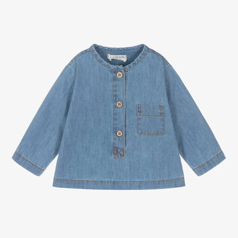 Boys Blue Cotton Chambray Shirt