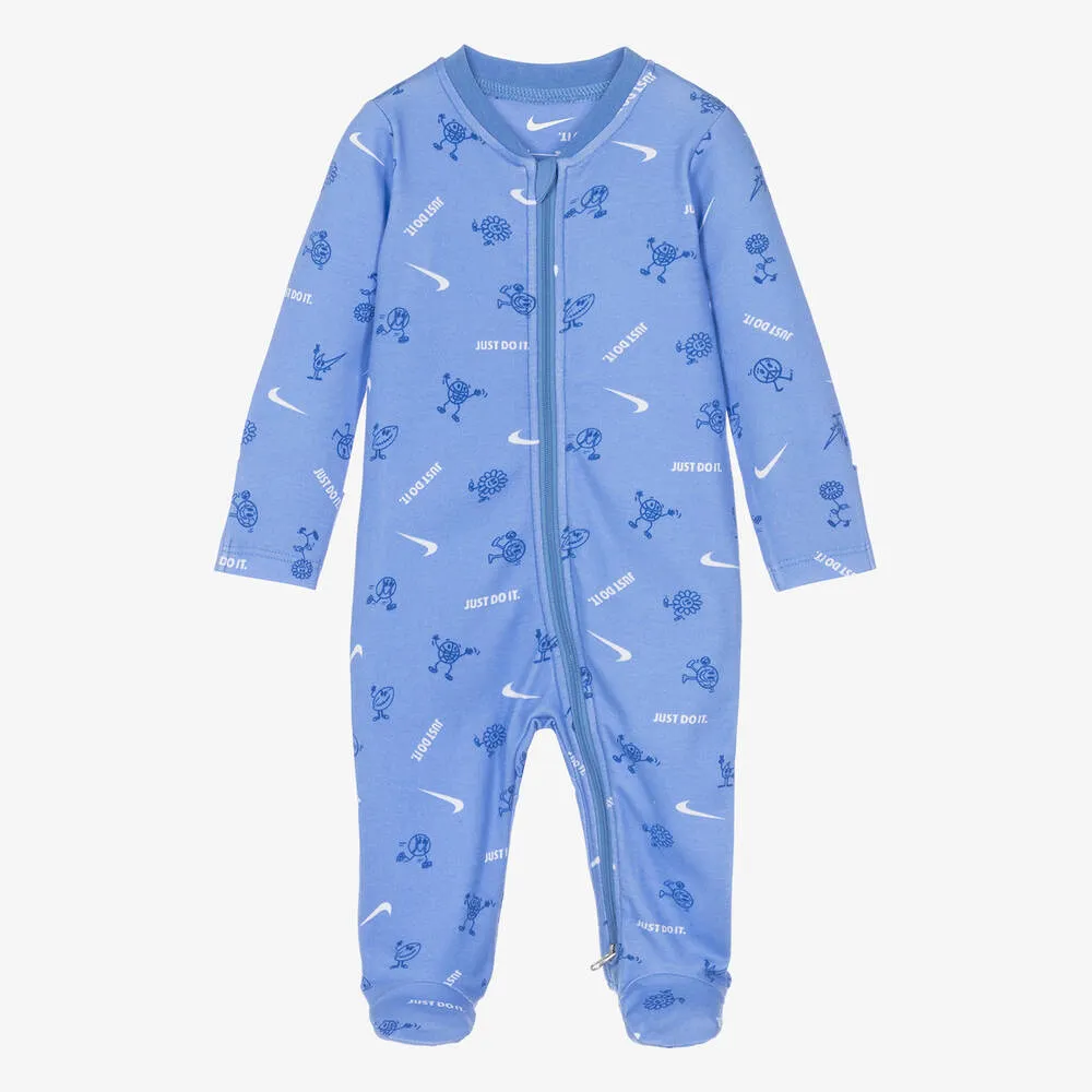 Boys Blue Cotton Swoosh Babygrow