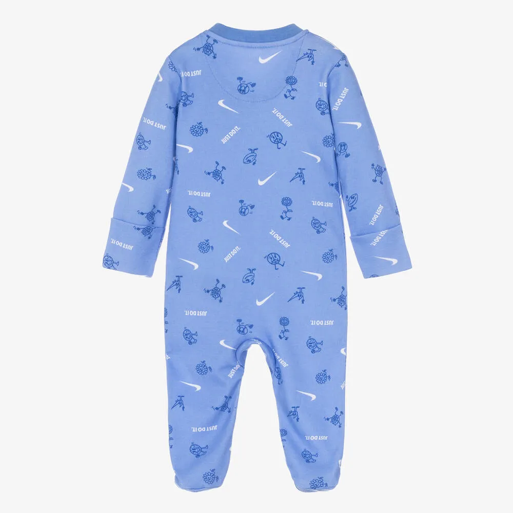 Boys Blue Cotton Swoosh Babygrow