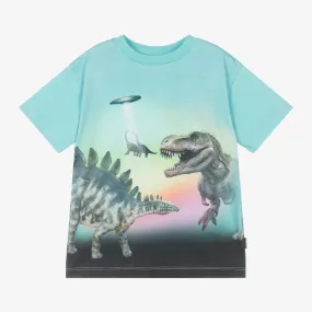 Boys Blue Organic Cotton Dinosaur T-Shirt