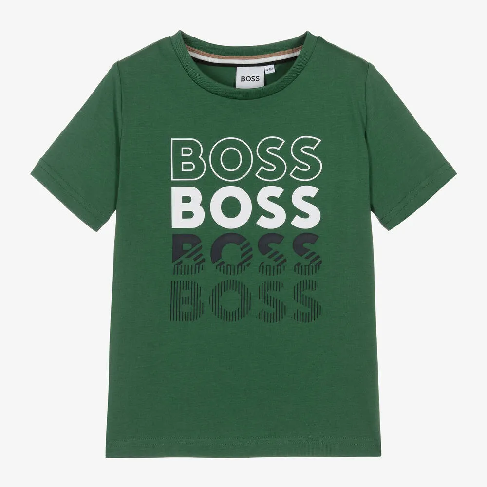 Boys Deep Green Cotton T-Shirt