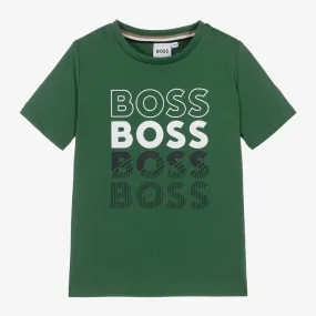 Boys Deep Green Cotton T-Shirt