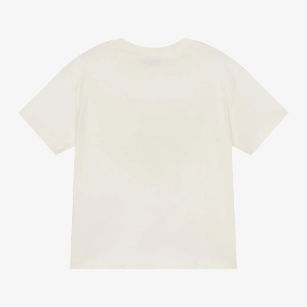 Boys Ivory Cotton Sunrise Graphic T-Shirt