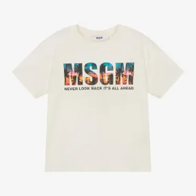 Boys Ivory Cotton Sunrise Graphic T-Shirt