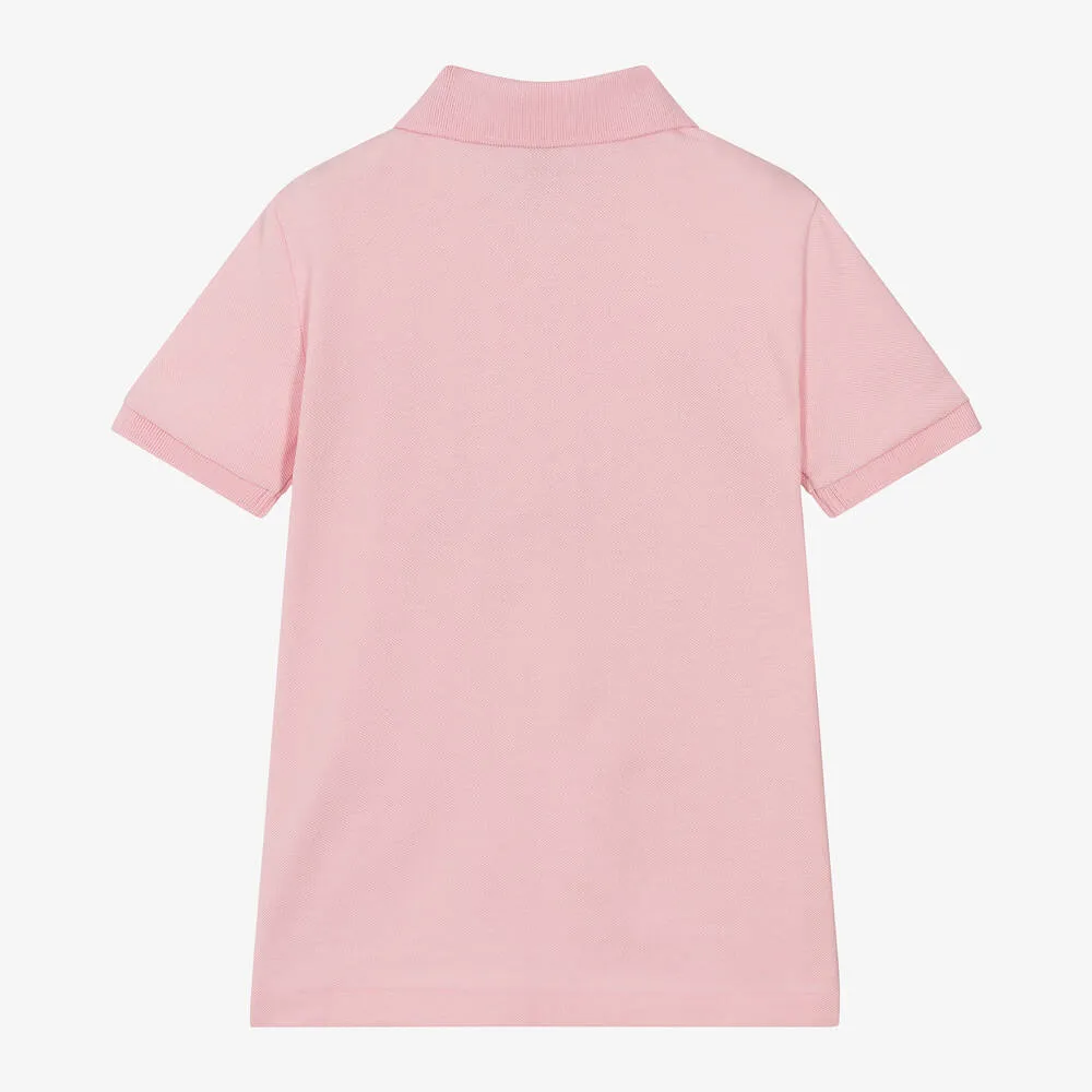 Boys Pink Cotton Polo Shirt