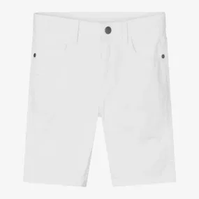 Boys White Cotton Shorts