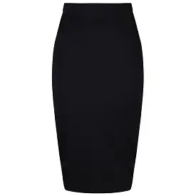 Classic Black Stretch Pencil Bodycon Midi Office Work Skirt