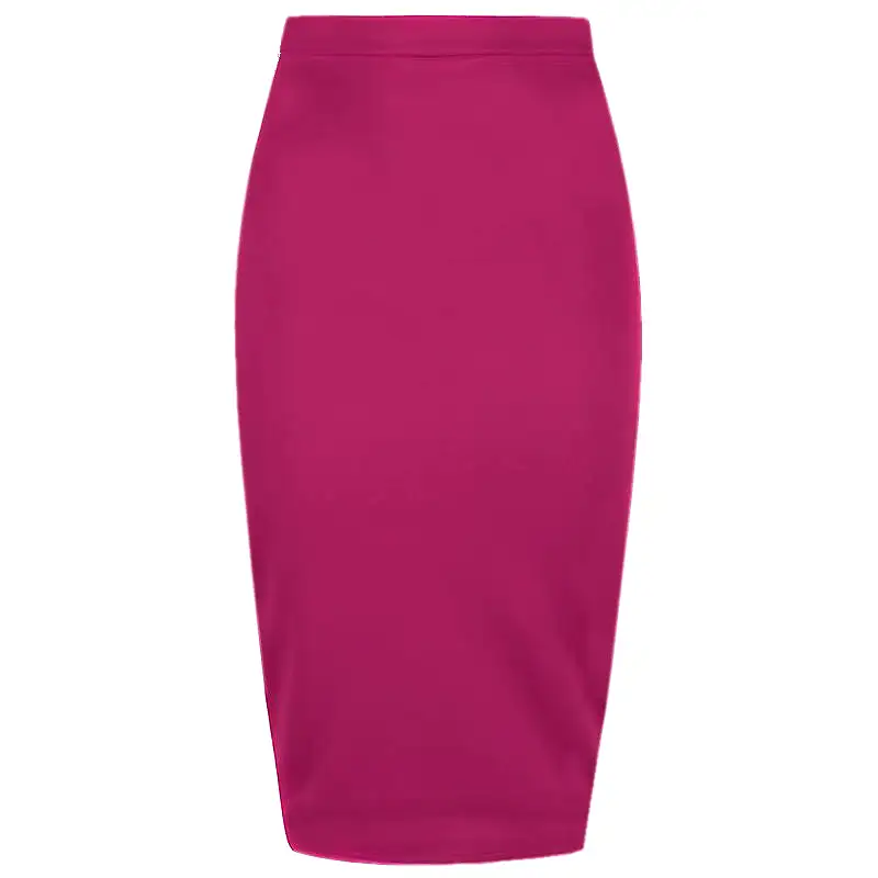 Classic Stretch Amaranth Pencil Bodycon Midi Office Work Skirt