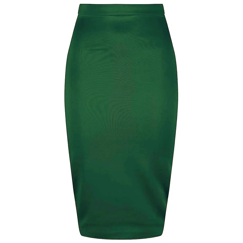 Classic Stretch Emerald Green Pencil Bodycon Midi Office Work Skirt