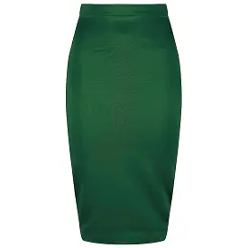 Classic Stretch Emerald Green Pencil Bodycon Midi Office Work Skirt