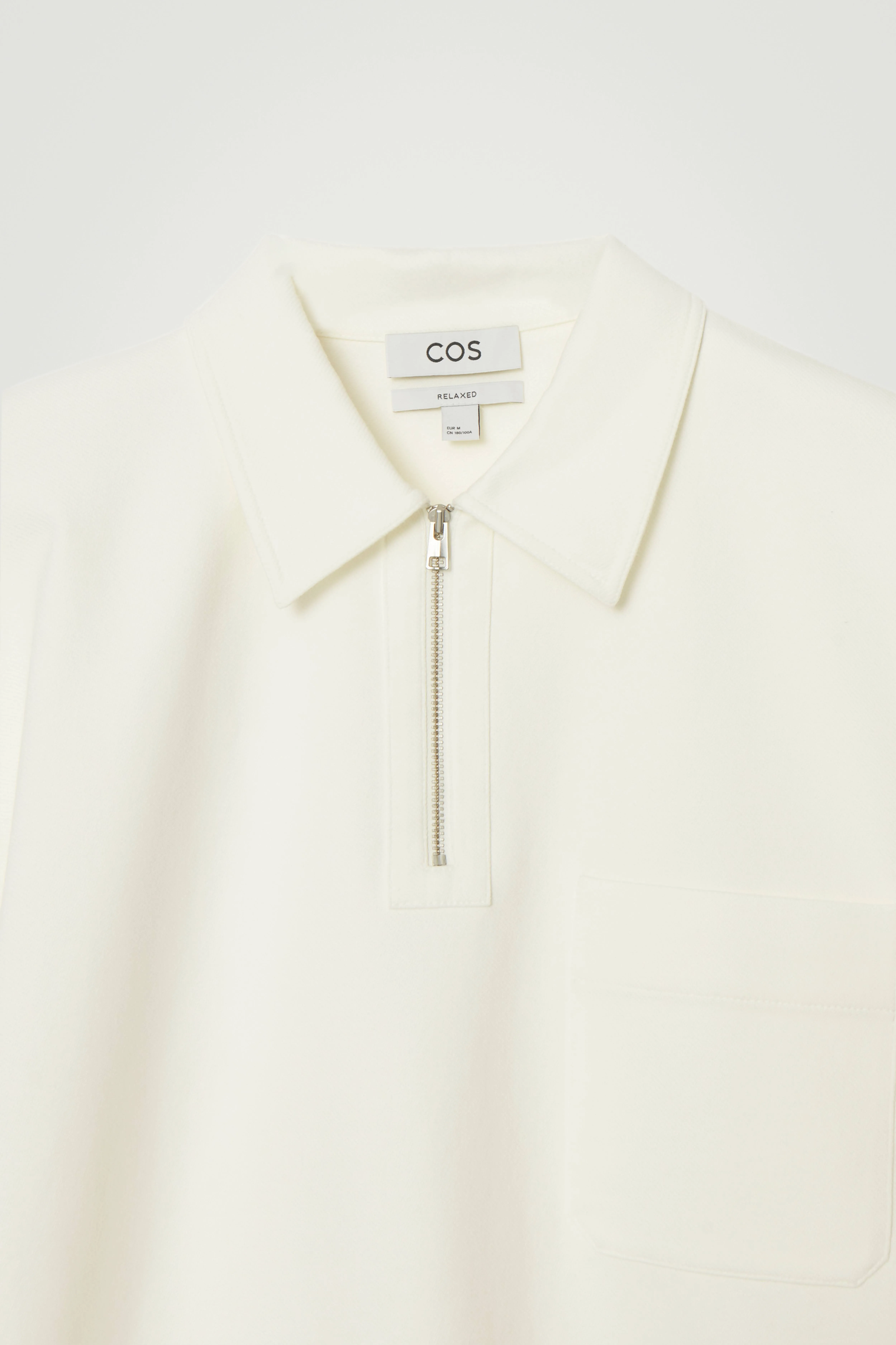 COTTON-TWILL HALF-ZIP POLO SHIRT - Short sleeve - Regular length - OFF-WHITE - Men | H&M GB