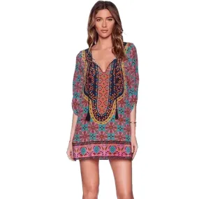 Dresses Casual Women Dress The Baroque Wind Pattern Vintage Printed Dress Loose Dress Boho Vestidoes