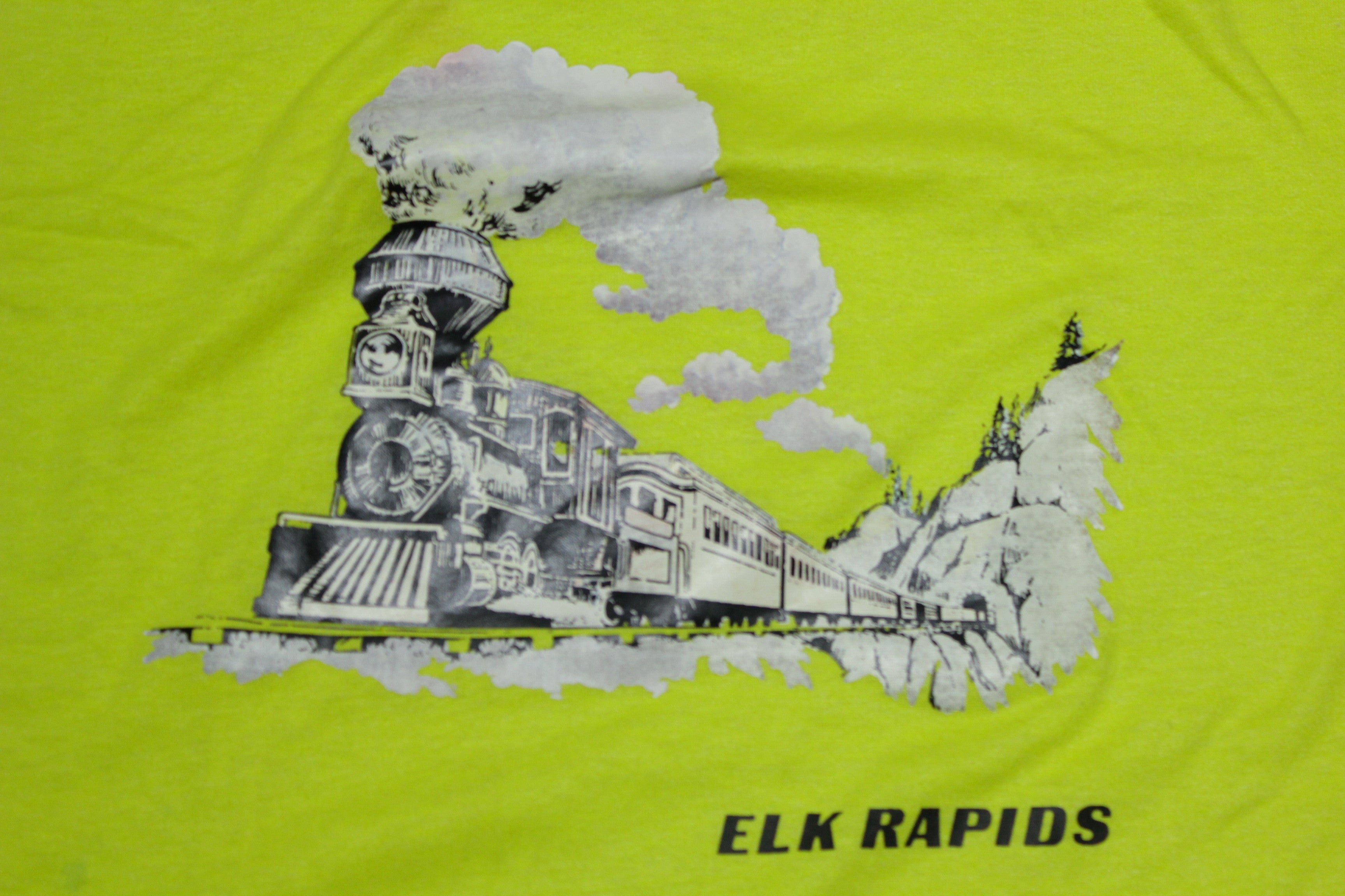 Elk Rapids Train Locomotive Vintage 80's Screen Stars USA Railroad T-Shirt