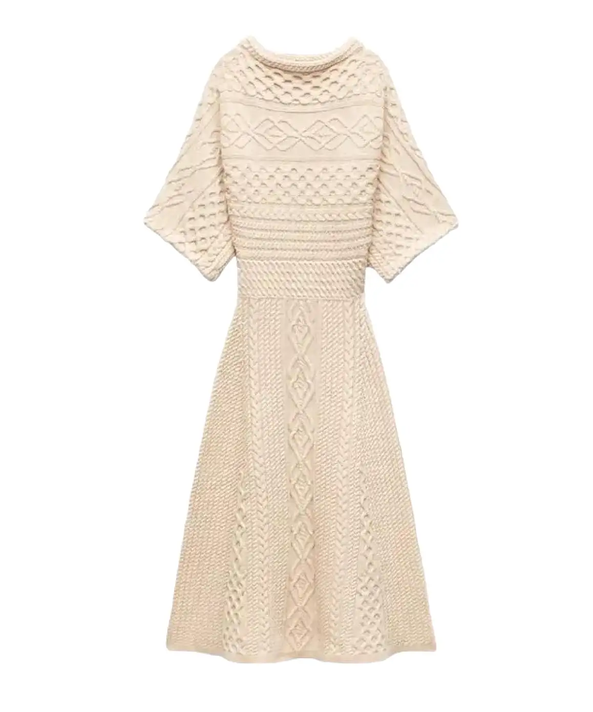 Ethnic Pattern Half Sleeve Knitted Dress