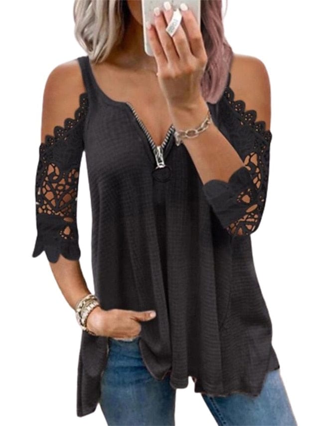 Eye-Catching Heart Pattern Women's Eyelet Top