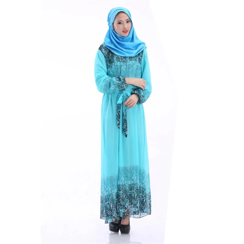 Fashion Kaftan Abaya Jilbab Islamic Muslim Women Vintage Maxi DressBelt PY3 SM6