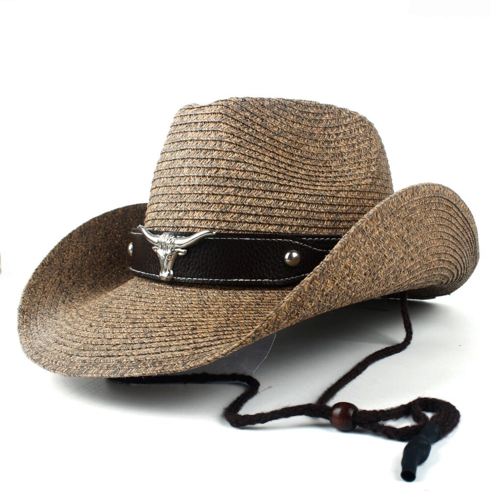 Fashion Women Men Hollow Western Cowboy Hat Lady Dad Beach Sombrero Hombre Straw Panama Cowgirl Jazz Sun Cap Size 56-58CM