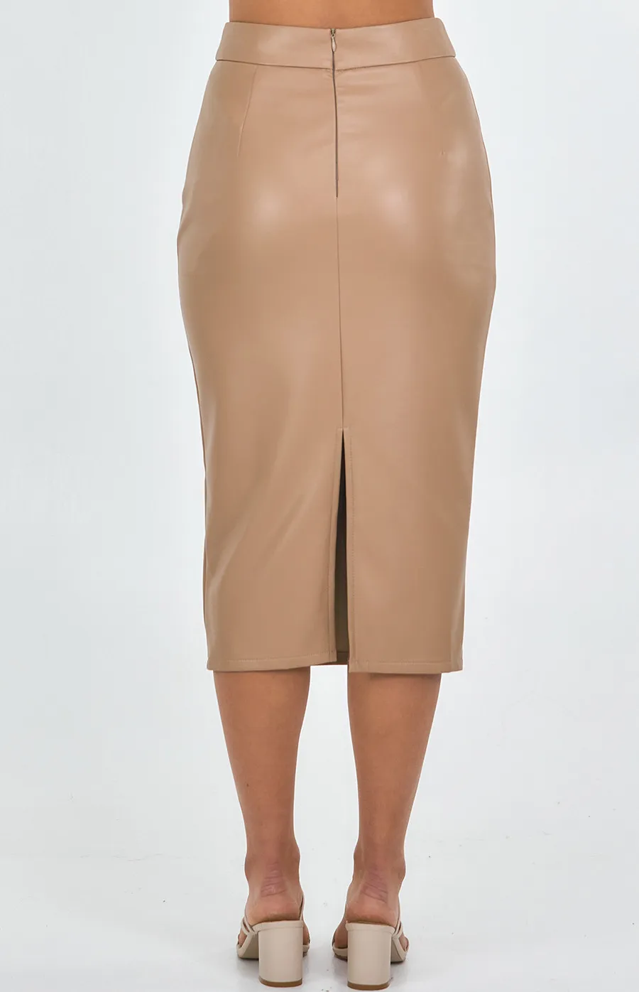 Faux Leather Pencil Skirt (SSK333B)