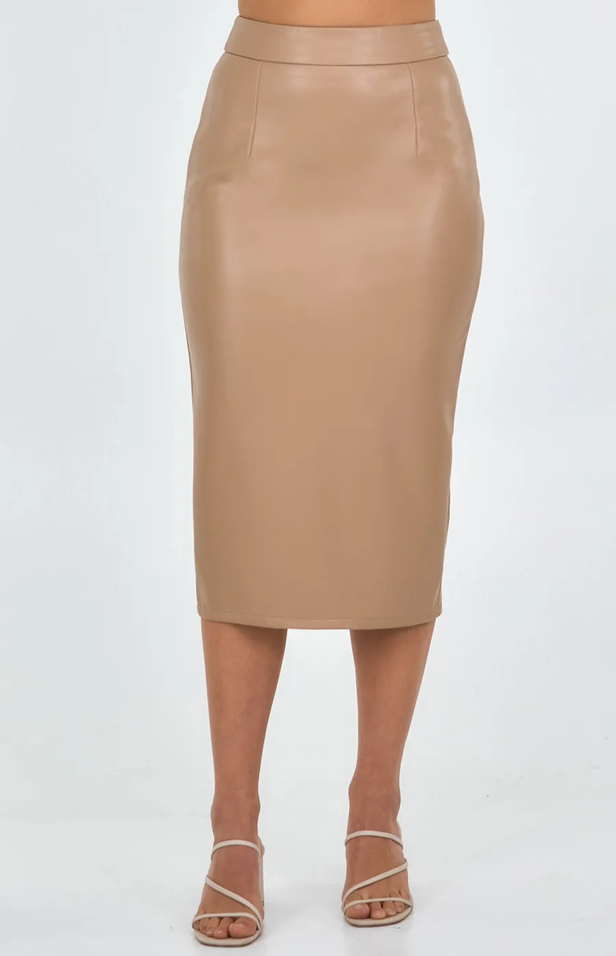 Faux Leather Pencil Skirt (SSK333B)