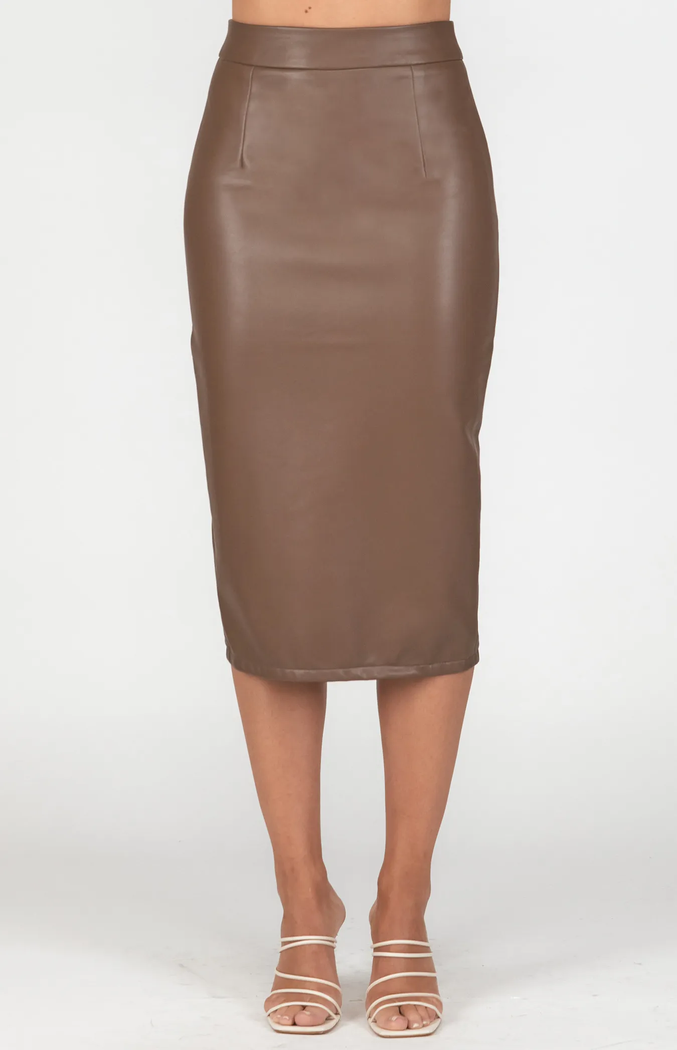 Faux Leather Pencil Skirt (SSK333B)