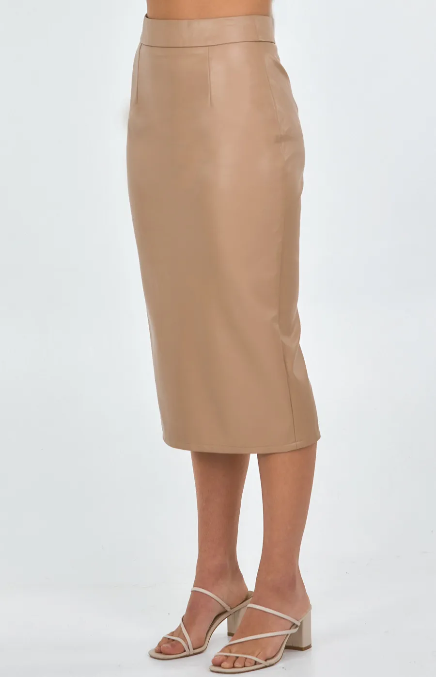 Faux Leather Pencil Skirt (SSK333B)