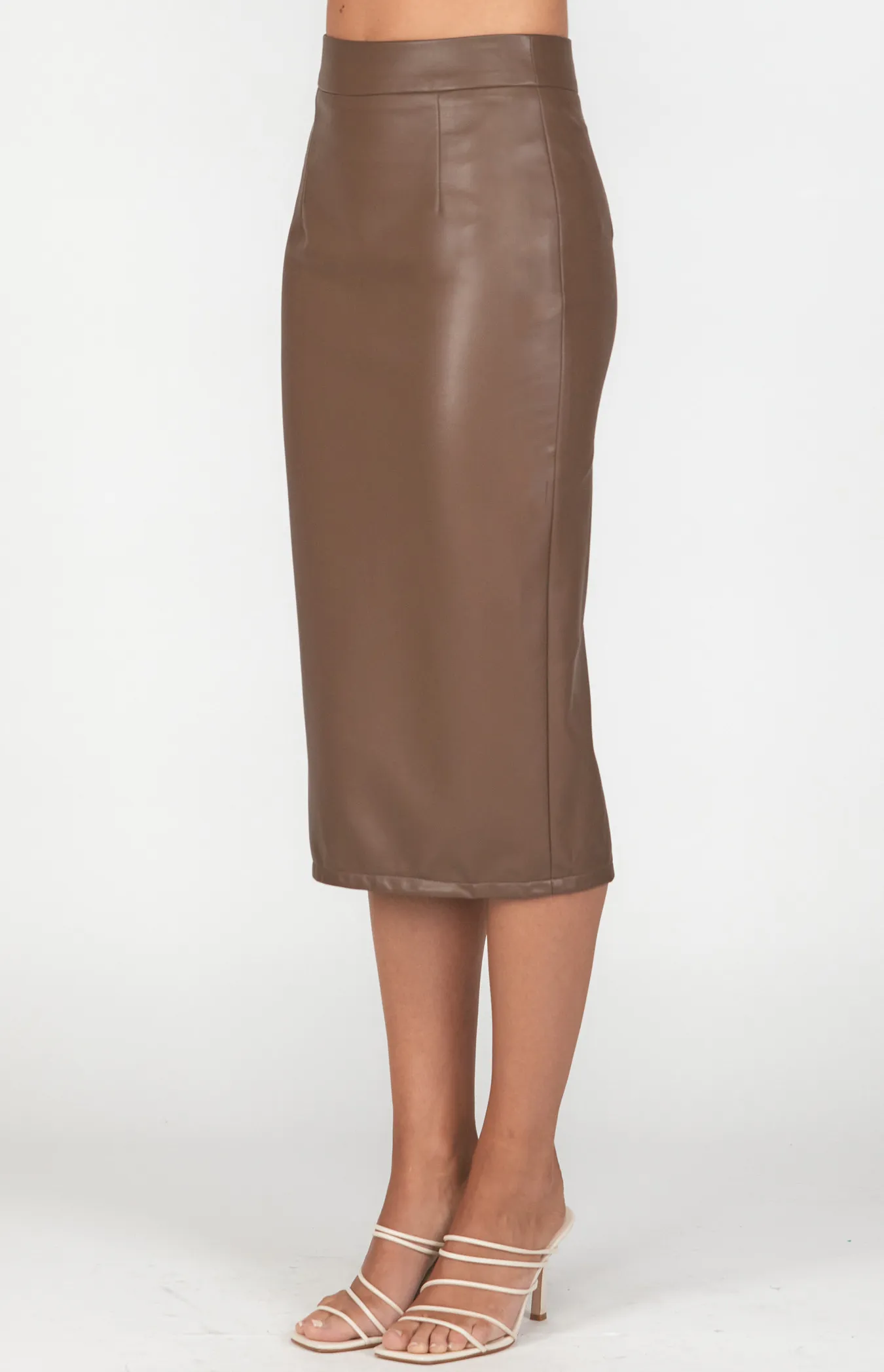 Faux Leather Pencil Skirt (SSK333B)