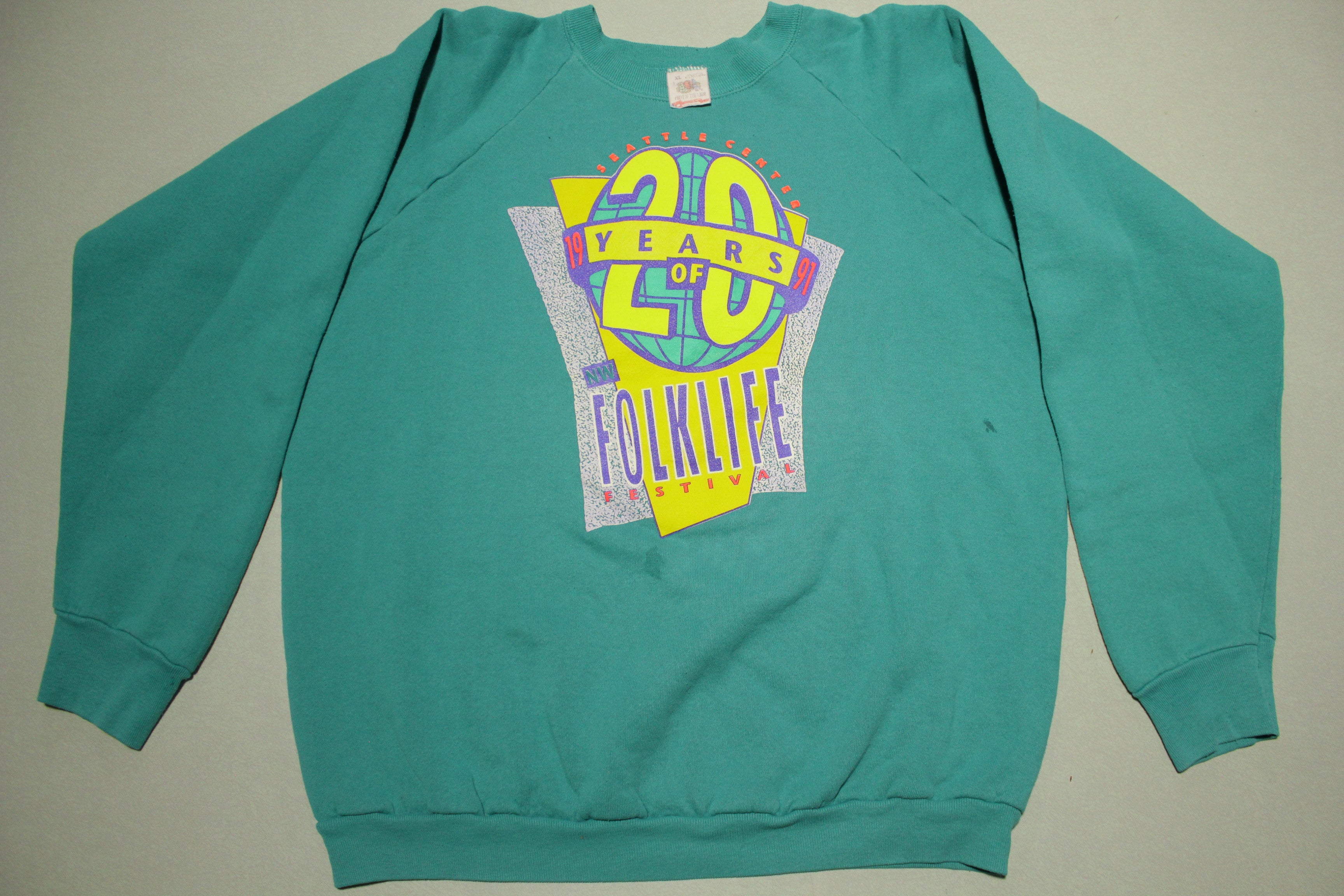 Folklife 20 Years Seattle Center Space Needle 1991 Vintage 90's Festival Sweatshirt