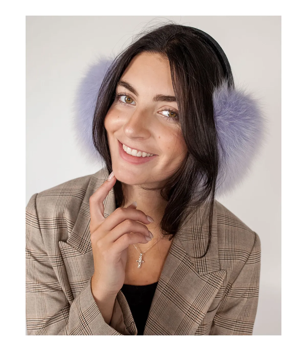 Fox Fur Earmuffs in Lavender at FurHatWorld.com